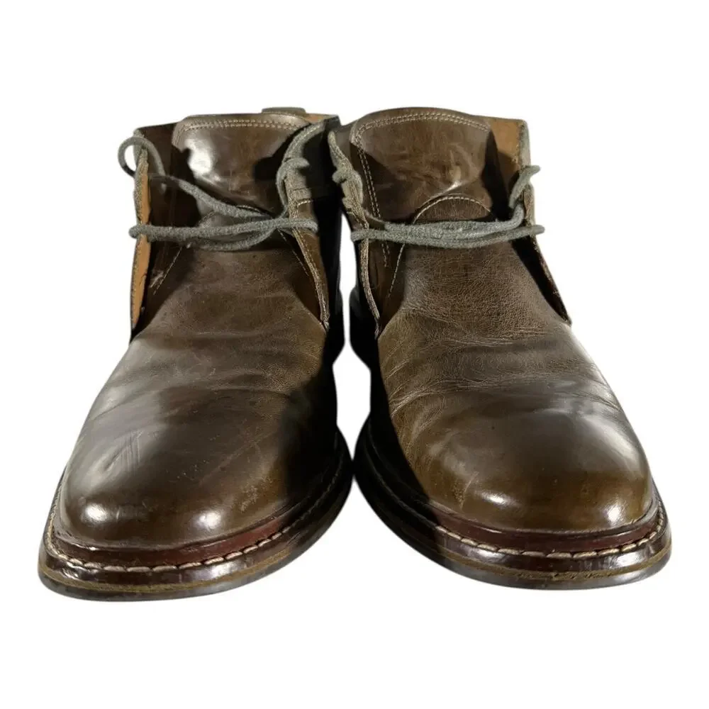 Cole Haan Chukka Boots Men's 11M Brown Leather Almond Toe Lace-Up Block Heel